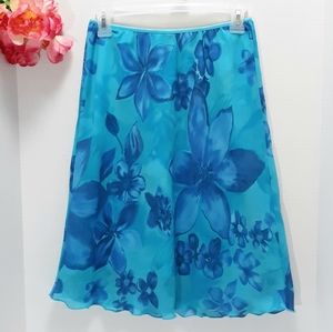 Worthington Petite Skirt Turquoise floral